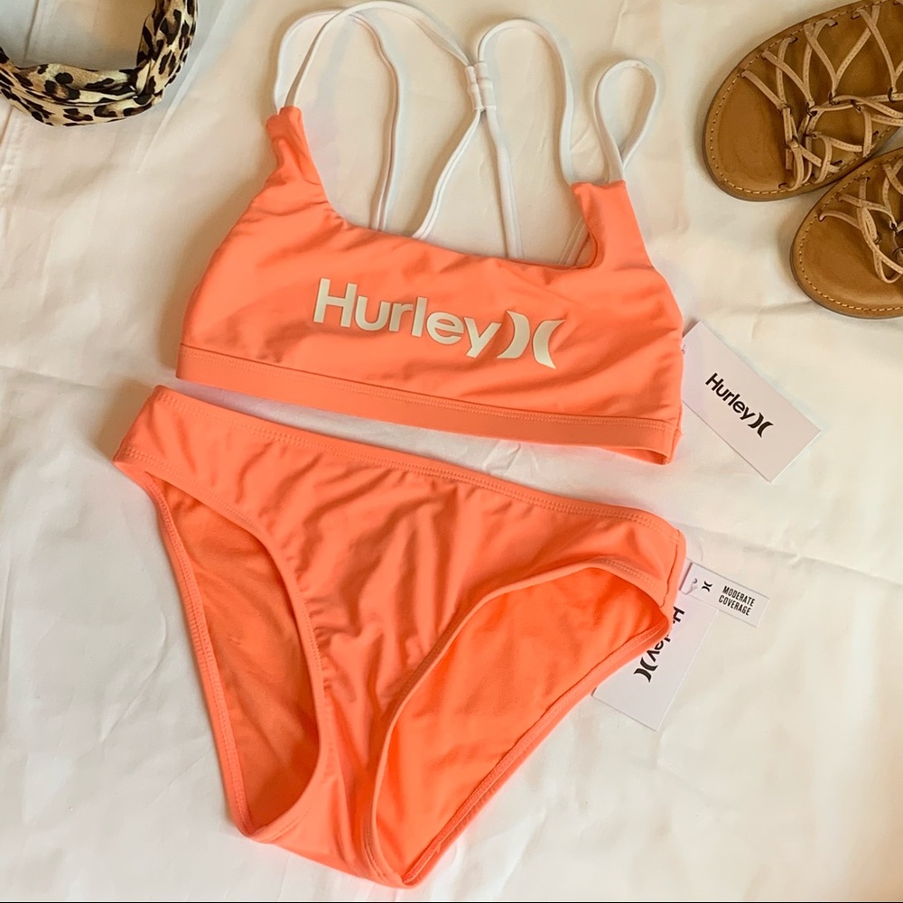 Hurley Coral Strappy Sporty Bikini Set Small